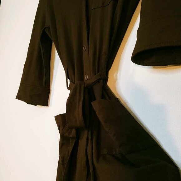 Price ⬇️ François Beauregard Brown Jersey Knit Shirt Dress 🇨🇦 Designer size 00 - Picture 5 of 13